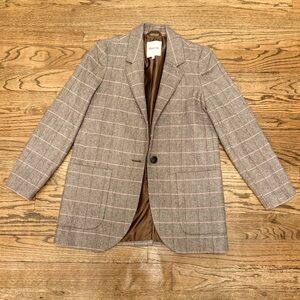 Madewell Plaid Herringbone Blazer Jacket Brown Pink Check Small